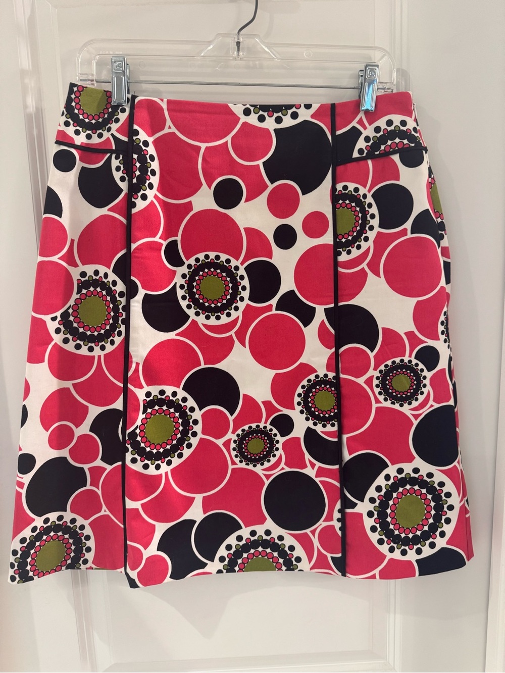 East 5th Pink, Black & Green A-Line Circle Print Skirt